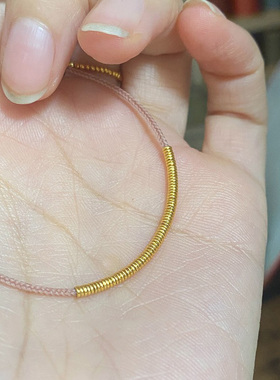 中式民族风粉色极细编织手绳女款