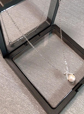 交叉镶钻珍珠项链女款2025新款