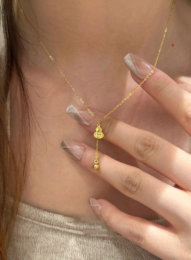 超闪金色鱼鳞葫芦吊坠项链女款