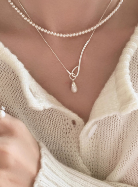 S925纯银法式珍珠项链女款