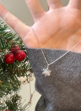 银色雪花吊坠项链女款2025新款