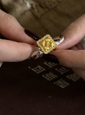 中古布契风四叶食指戒指女高级感