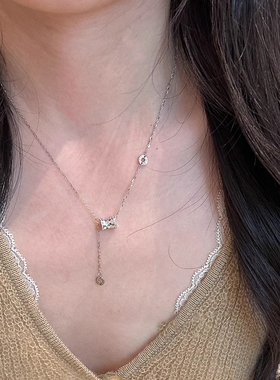 S925纯银碎冰冰腰筒流苏项链