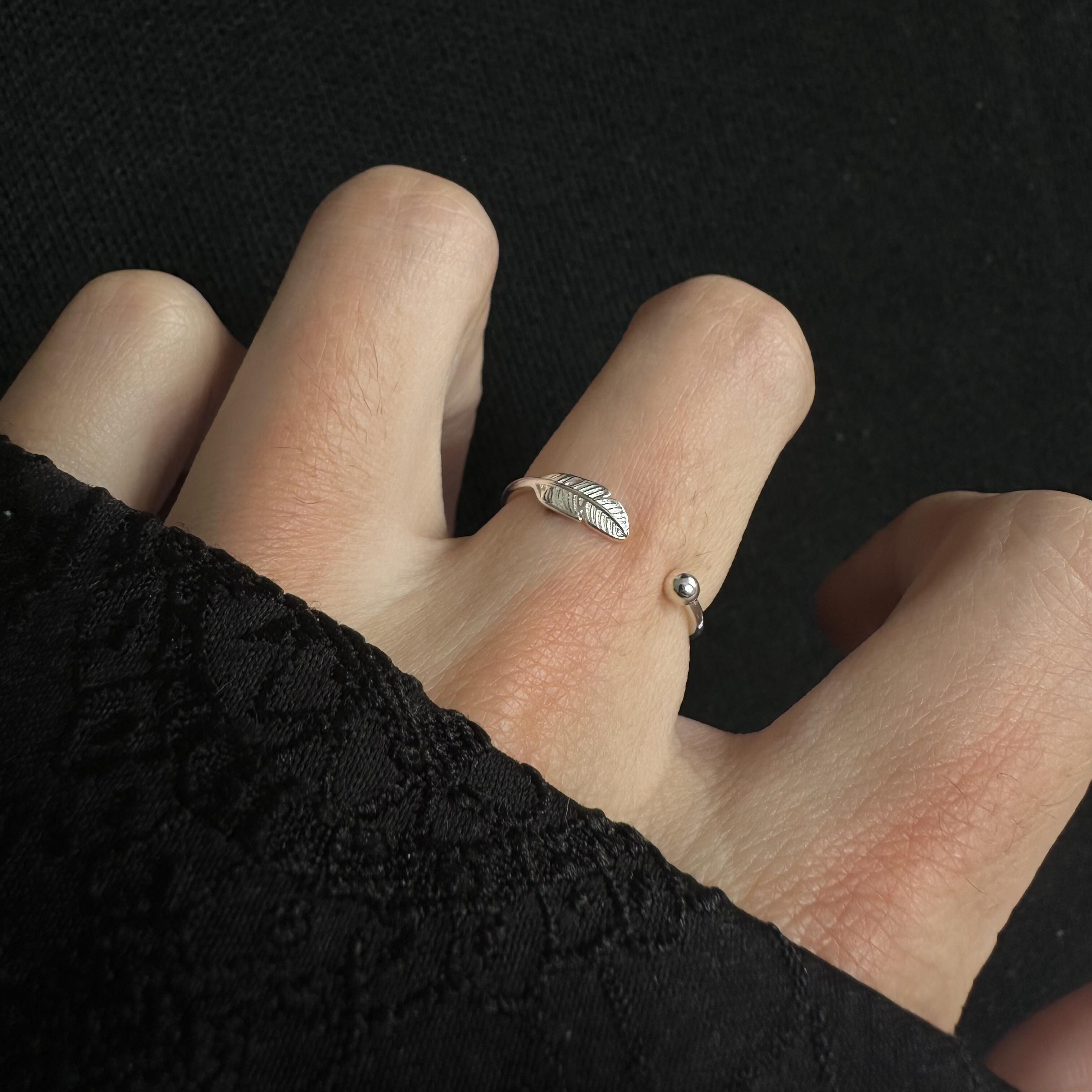 冷淡风树叶圆珠戒指女小众设计时尚个性食指戒2025新款轻奢高级感 - 图2