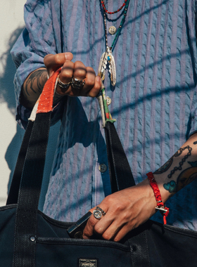 SUNKU美式复古OT扣古布绳手链