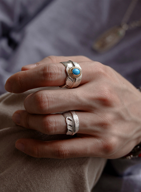 GODSUNS日本松石羽毛戒指男女