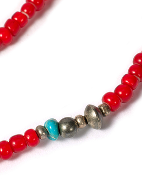 美式复古项链SUNKU红琉璃珠男女