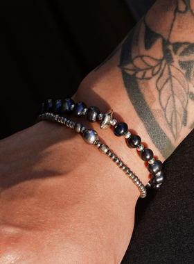 SUNKU日本手工黑白珍珠手链男女