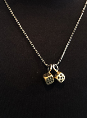 骰子项链纯银欧美复古吊坠