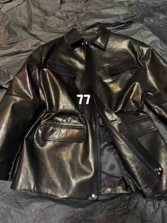 26ss早春新品进口油蜡皮掐褶收身皮衣机车夹克翻领外套皮衣非普通,淘宝优惠券,粉丝福利购,淘宝优惠卷