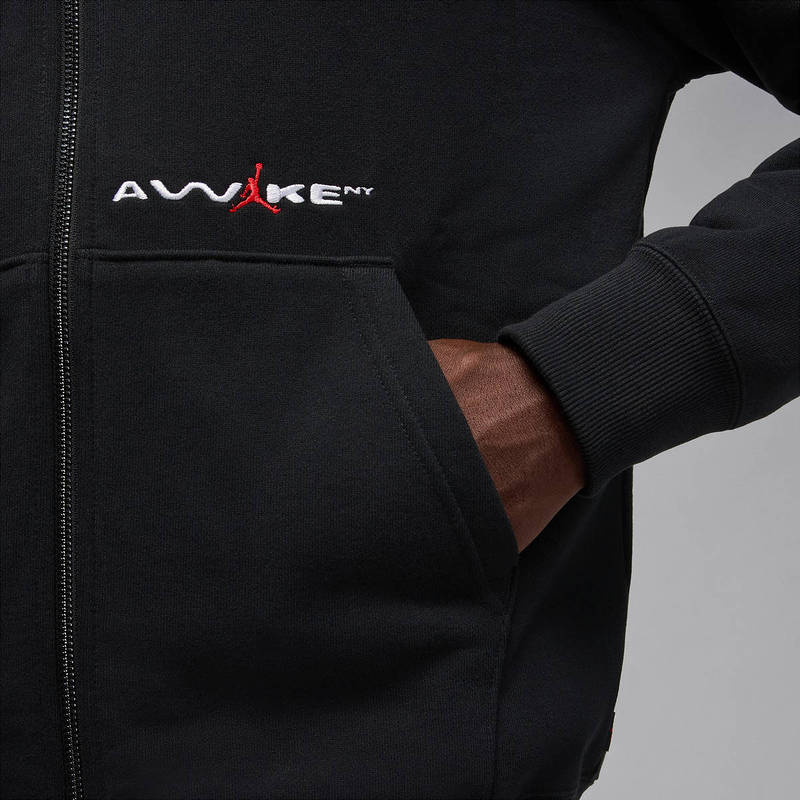 耐克Jordan x AWAKE NY联名款薄绒连帽衫男女开衫卫衣IB7289-010 - 图1