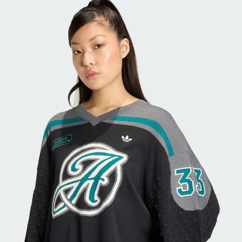 adidas阿迪达斯三叶草宽松套头衫毛衣2026春女V领针织衫 KS6459 - 图2