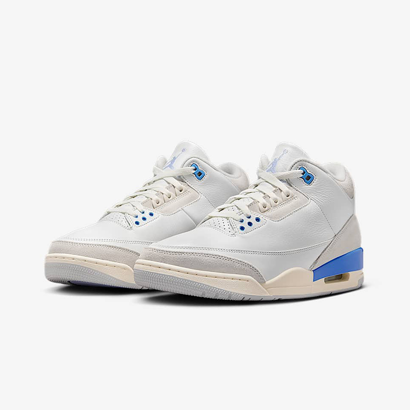 NIKE耐克男鞋25夏Air Jordan 3 AJ3白蓝耐磨复古篮球鞋CT8532-101 - 图0
