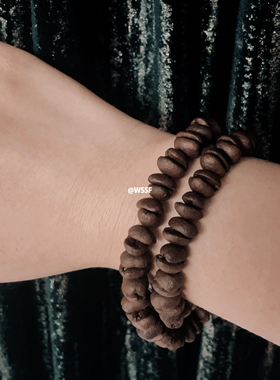 真·咖啡豆手串素串长款简约高颜值手链手工制作小众风叠戴手链