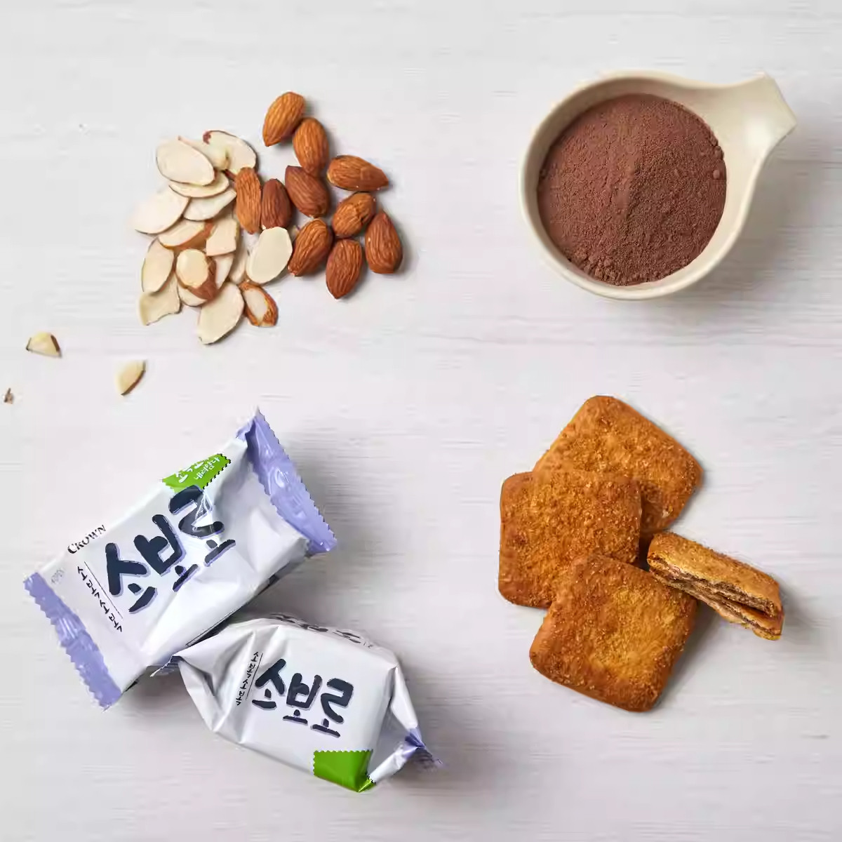 零食专区crown克丽安笑福饼干扁桃仁可可酥脆曲奇韩国原装进口,淘宝优惠券,粉丝福利购,淘宝优惠卷