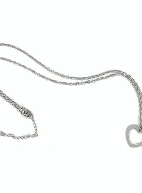 原创ins简约轻奢镂空爱心吊坠钛钢项链锁骨链潮女可爱百搭毛衣链