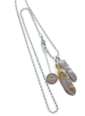 潮款羽毛钛钢嘻哈卫衣网红毛衣链