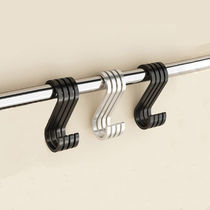 Kitchen hanging clothes hook S hook dormitory hanging bag coated with towel key size Number black metal hook Large number black)