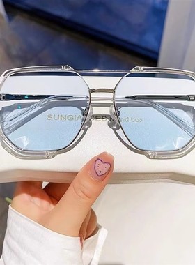 茶色眼镜女近视墨镜带度数大脸男士开车感光变色痞帅防蓝光平光镜