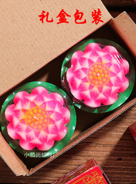 小和尚莲花灯蜡烛莲花供佛家用荷花蜡烛七彩盒装还愿批发整箱厂家