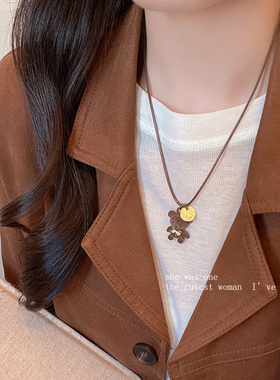 毛绒小熊吊坠项链新款