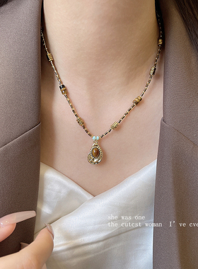 虎眼石吊坠项链2024新款