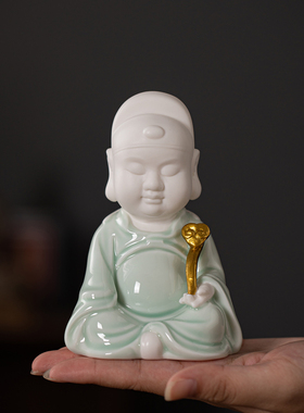 陶瓷文昌帝君小摆件客厅书房桌面装饰文曲星神像工艺品考神摆设