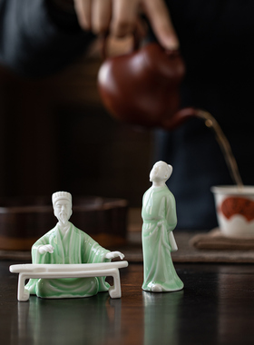 禅意陶瓷琴棋书画李白微景观摆件