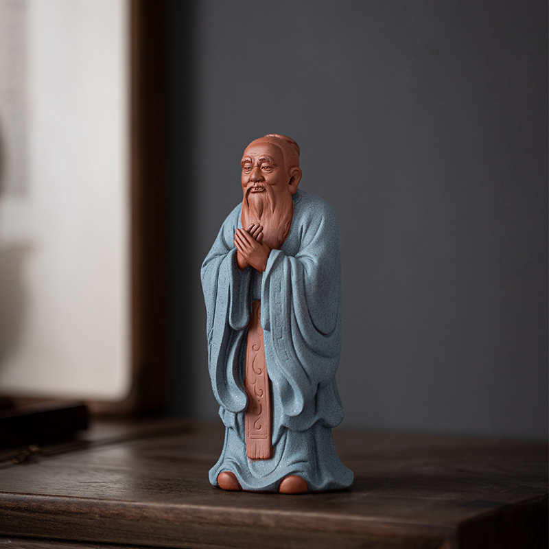 中式陶瓷孔夫子国学圣人历史人物雕像客厅书房禅意工艺品孔子摆件 - 图0