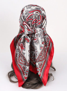 Fashionable 90 square scarves with cashew print for women