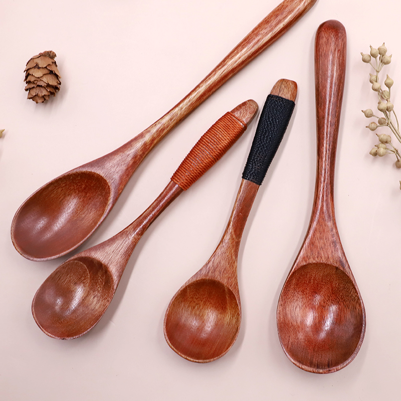 木勺子木质长柄吃饭用调羹家用日式木头汤勺小号汤匙蜂蜜小勺健康 - 图1