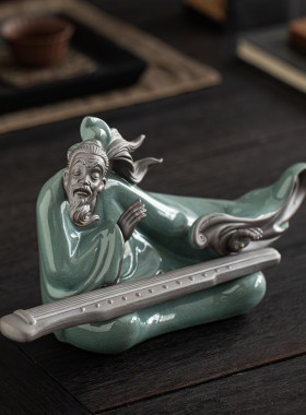 创意陶瓷伯牙抚琴摆件