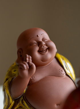 陶瓷弥勒佛大肚笑佛禅意小摆件