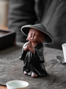 炼器紫砂小和尚家居摆件茶滤