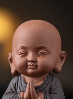 炼器紫砂四不小和尚禅意摆件