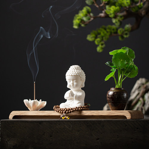 炼器中式小如来摆件创意陶瓷家用禅意香薰炉茶桌檀香线香插装饰品 - 图1