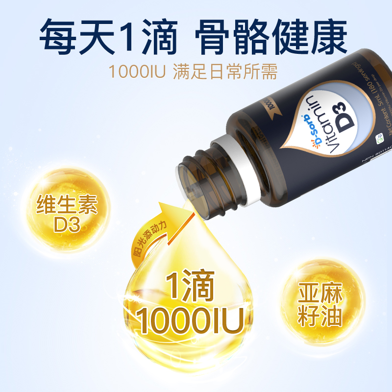 Dsorb滴适宝d3滴剂1000iu原装进口维生素d促进钙吸收维d3成人VD3 - 图0