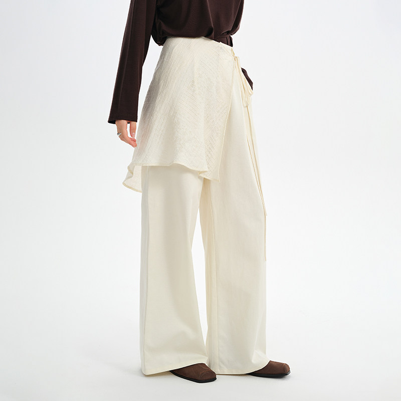 芊素慵懒风白色休闲百搭长裤秋季小众设计高腰显瘦阔腿裤5353017,淘宝优惠券,粉丝福利购,淘宝优惠卷