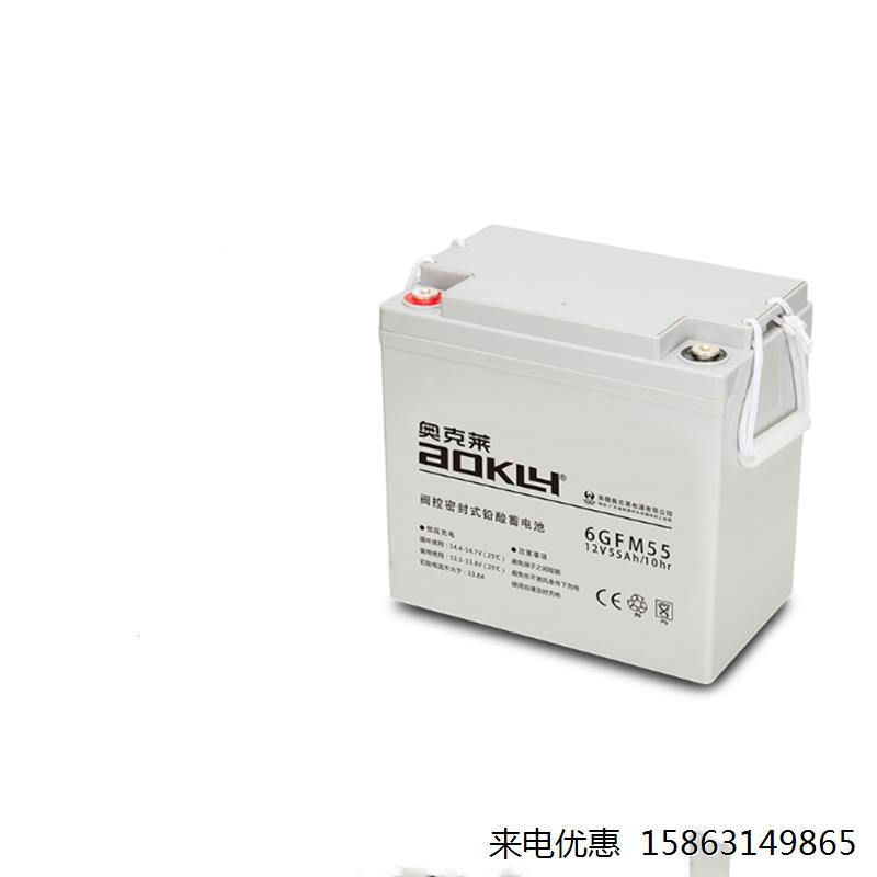 AOKLY奥克莱蓄电池6GFM55免维护12V55AH直流屏UPS/EPS电源 太阳能 - 图0