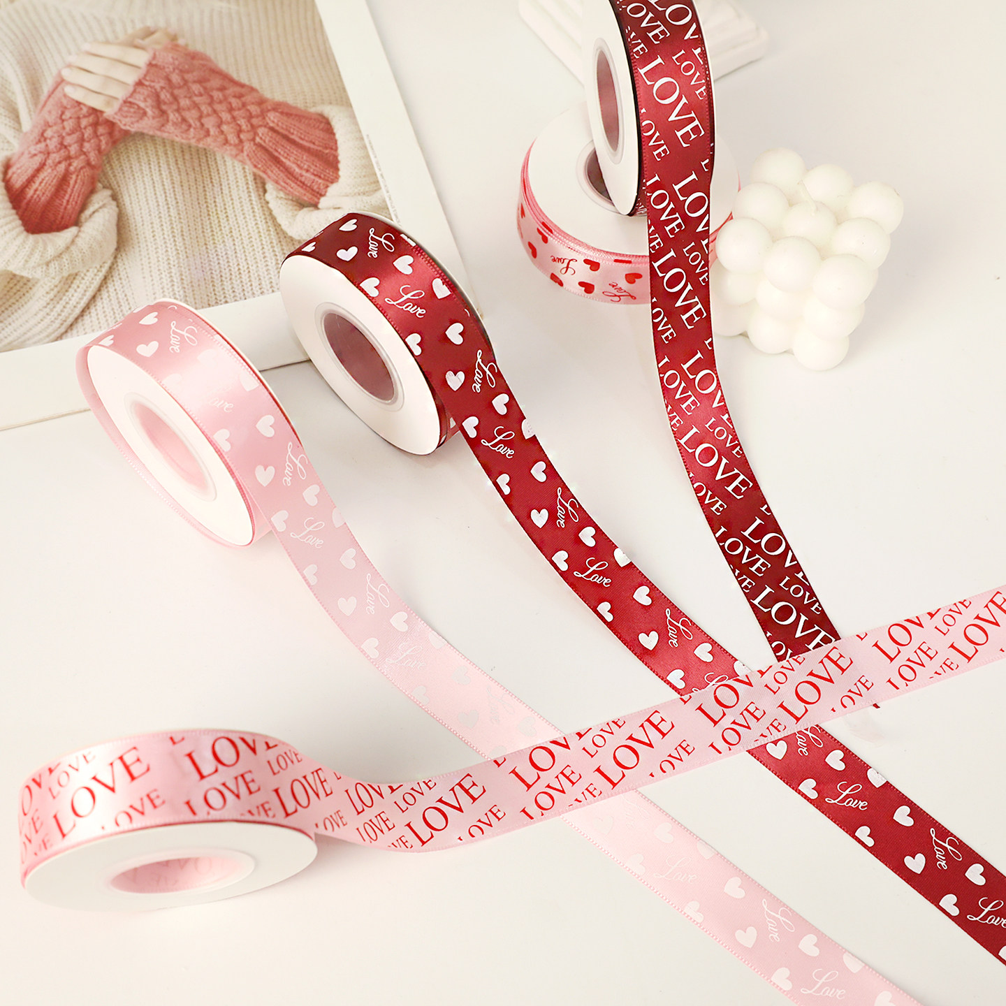 2.14情人节英文字母丝带蛋糕装饰鲜花花束diy包装绸带蛋糕装饰,淘宝优惠券,粉丝福利购,淘宝优惠卷