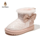 Детская обувь Hush Puppies. Осень-зима 2022. Новые зимние сапоги для девочек. Трехмерные кожаные сапоги Sweet Butterfly. Плюс бархатные теплые большие хлопковые туфли.