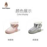 Детская обувь Hush Puppies. Осень-зима 2022. Новые зимние сапоги для девочек. Трехмерные кожаные сапоги Sweet Butterfly. Плюс бархатные теплые большие хлопковые туфли.
