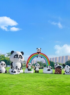 大型仿真动物卡通熊猫游乐场摆件