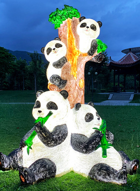 卡通可爱大熊猫玻璃钢雕塑