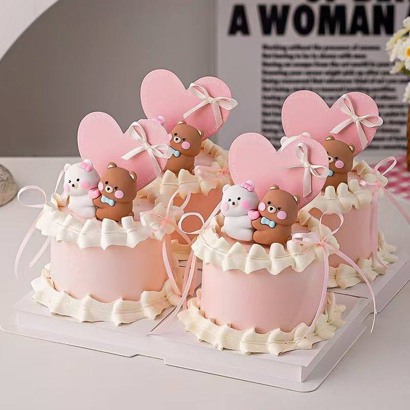 2026情人节蛋糕装饰软胶蝴蝶结小熊摆件情侣纪念日告白装扮插件,淘宝优惠券,粉丝福利购,淘宝优惠卷