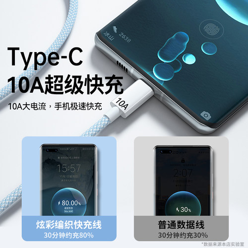 艾胜者10A双Type-C数据线双头PD240W手机超级快充适用华为小米苹果15/iPad Air笔记本充电线车载两头加长3米 - 图2