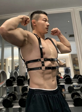 男生背带体育生1S塑形束腰带型男健身舞蹈运动双肩带小狼狗绑带