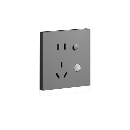 五孔插座带人体感应地脚灯86型嵌入式暗装楼梯过道床头led小夜灯 - 图3