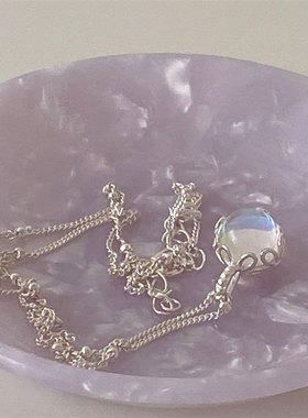 925纯银花瓣月光石项链女ins百搭韩版博主同款轻奢小众设计银饰品