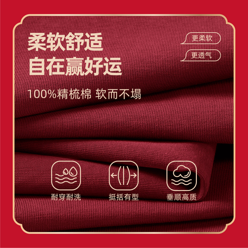 唐狮本命年红色短袖t恤男2025蛇年纯棉半袖男士新年圆领打底衫HW